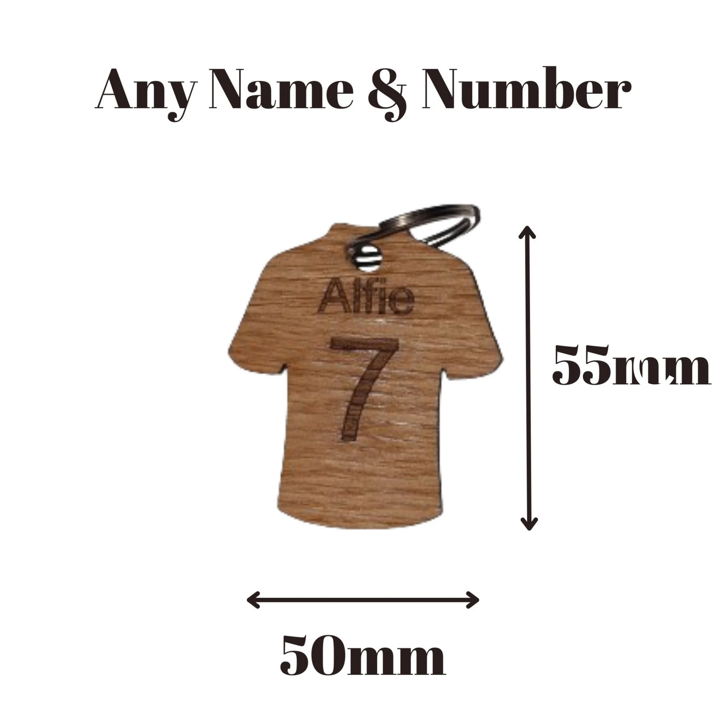 Custom Engraved Football shirt keyring- party bag keyring - Customised keyring