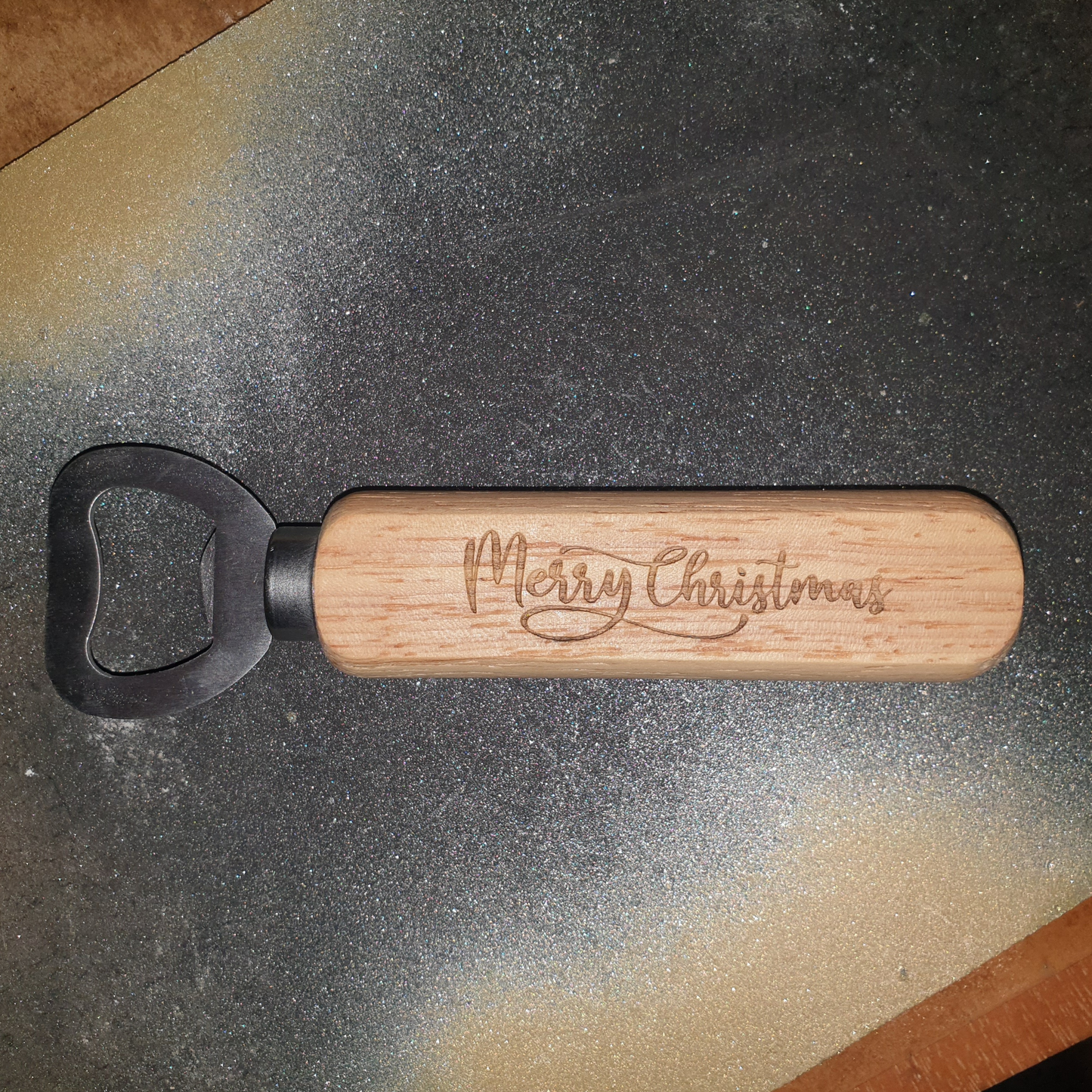 Custom Wooden Bottle Opener – "Merry Christmas" Engraved Gift